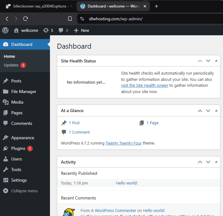 Admin panel